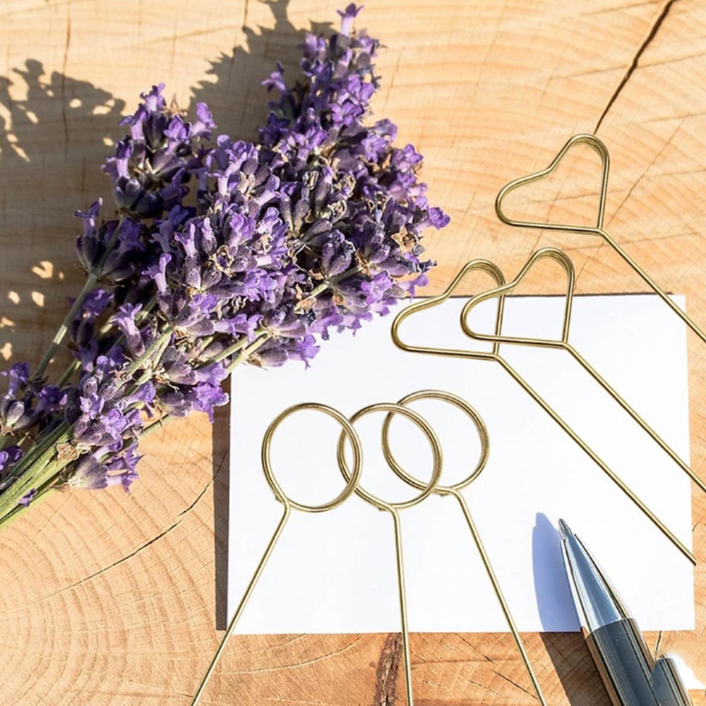 Floral Picks Wood - 메탈 플라워 카드 픽 홀더 골드