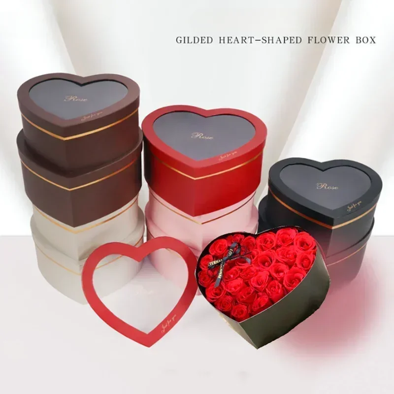 Florist Supply Buckets - 2피스 골드 하트 모양의 둥근 꽃