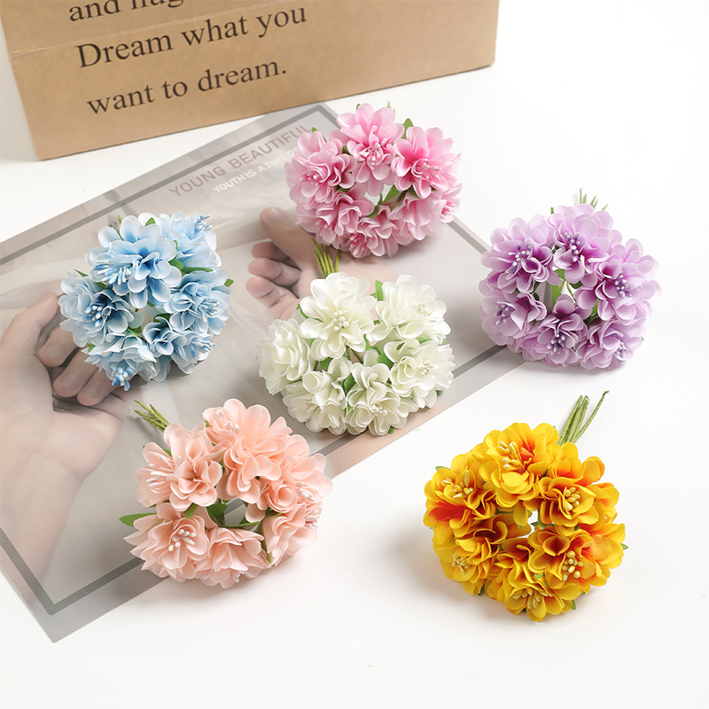 Baby Breath Dried - 6개 실크 인조 꽃다발 11CM 가짜